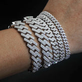 Hip Hop Iced Out Jewelry 925 Sterling Silver D-Vvs1 Diamond Moissanite Cuban Link Bracele Necklace